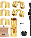 8pcs 8mm Hidden Brass Barrel Hinges Kit With 8mm Drill Bit, Depth Stop Collar And Hex Wrench for concealed opening projects.
