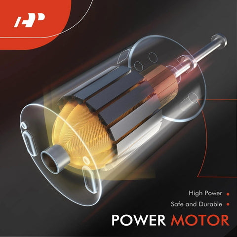Isometric view of A-Premium HVAC heater blend door actuator motor with copper windings and shaft.