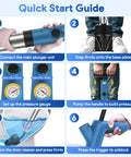Quick start guide for Straight Up High Pressure Toilet Plunger With Real Time Gauge for drain clearing and unclogging.