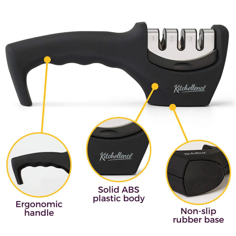 4 In 1 Kitchen Knife Sharpener Kit With A 3 Stage System To Repair Restore And Polish Blades Plus A Cut Resistant Glove For Safer Pro Grade Kitchen Prep