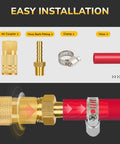 Beefed Up Brass 1/4 Inch Hose Tee Barb Fittings Three Way Union For Air Water And Fuel Systems with clamps and hose