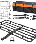 53 Inches by 19 Inches Hitch Cargo Carrier Basket With 500 Lb Capacity, Includes Hitch Stabilizer, Waterproof Bag, Net and Straps