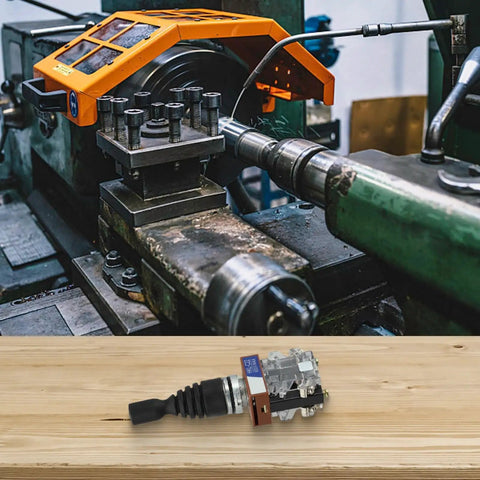 Heavy Duty 2 Position 2NO Momentary Joystick Switch for Industrial Control Panels, 22mm panel mount on wooden surface