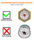 0-90 Ohm Twin-Site Remote Dial Gauge For RV Propane Tanks With Screw-On Gauge And Easy Readout, showing screw-on compatibility.