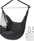 Dark grey hammock chair hanging rope swing for indoor outdoor use chill cozy and durable supports up to 500 lbs two cushions included