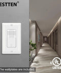 10 Pack Motion Sensor Light Switch With PIR Sensor, Easy Install Single Pole Wall Switch, shown in modern hallway