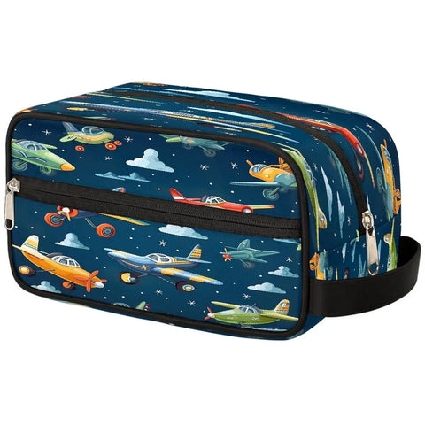 Cartoon Airplane Makeup Bag Travel Toiletry Case For Women And Men Dopp Kit Cosmetic Wash Pouch Lightweight Durable Organizer