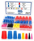 Premium Silicone Rubber Tapered Plugs Assortment 105 Pcs High Temp Masking Cone Kit, color-coded sizes in storage case