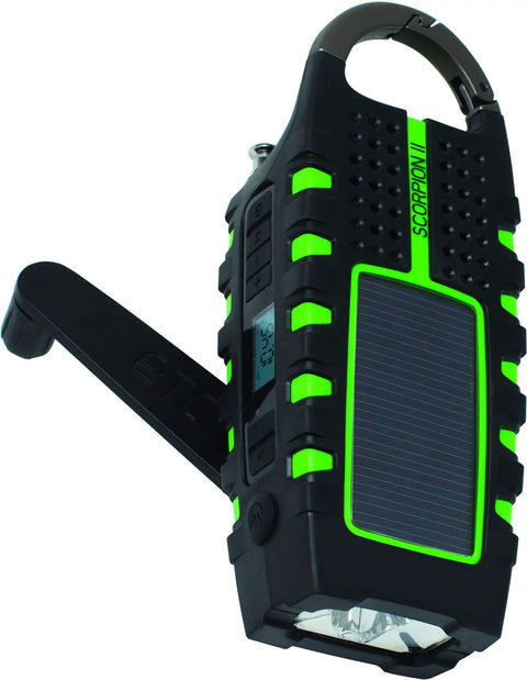 Rugged Multipowered Portable Emergency Weather Radio And Flashlight With Hand Crank Solar Power USB Smartphone Charger LED Flashlight