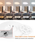 12 Inch Dimmable Flush Mount LED Ceiling Light Fixture Two Pack With Five Color Temperatures display and diagram