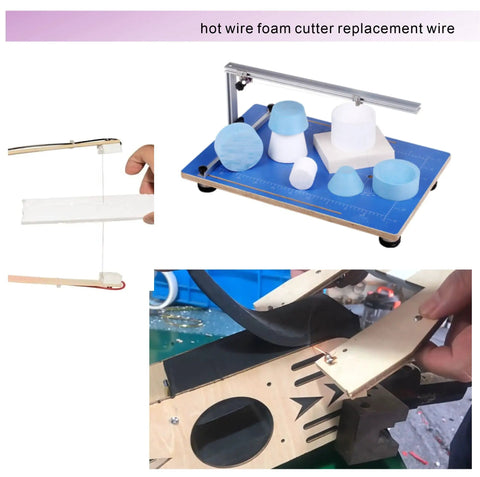 High Temp 80 Wire Pro Grade For Hot Wire Foam Cutter 110 Feet Of 28 Gauge Zero Point Three Millimeter Diameter NiCr Alloy Soft Annealed Round Wire For Smooth Clean Foam Cutting And Modeling in use on foam cutting tools.