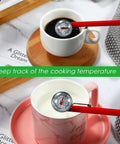 3 Pack Stainless Steel Kitchen Thermometers With 5 Inch Stems And 1 Inch Dials For Oven Probes Meat Grill BBQ Cooking Milk Frothing Chocolate Water In Red Black White measuring coffee and milk