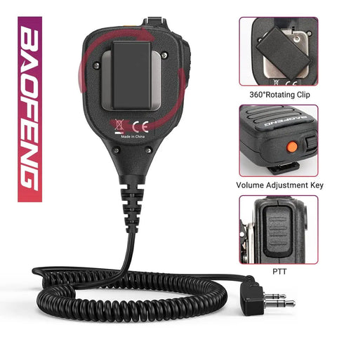 Heavy Duty Handheld Microphone With Volume Control For UV5R BF F8HP AR5RM UV21R Kenwood Retevis Walkie Talkies Waterproof IP54
