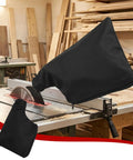 Workhorse Two Pack Miter Saw Dust Collection Bag With Roll Down Zipper Seal And Bendable Steel Wire Opening on table saw.