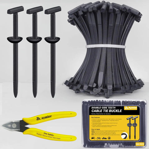 Heavy Duty Nylon Universal Cable Tie Buckles And Self Locking Zip Tie Clips 100 Pack for Cars and Home Garage Secures Bumpers