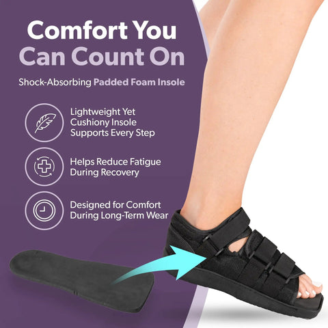Post Op Walking Shoe With Adjustable Orthopedic Boot For Foot Surgery Delivers All Day Comfort And Easy Walk For Broken Foot And Toe Stress Fractures Men And Women XL With Cushioned Insole For Extra Support