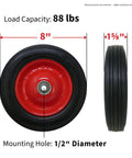 8 Inch Semi Pneumatic Rubber Tire With Steel Hub And Ball Bearings For Hand Trucks And Lawn Equipment Ribbed Tread