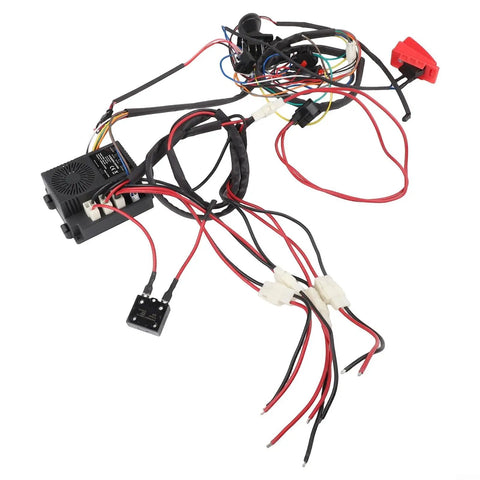 Ride On Electric Car Wiring Harness Conversion Kit With 24V Capability And A 2 4G Remote Control Box for kids cars, wires and connectors visible