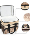 Go-To Insulated Lunch Bag With Shoulder Strap For Picnic, Hiking, Camping Or Work, 15L Big Capacity, open zipper view
