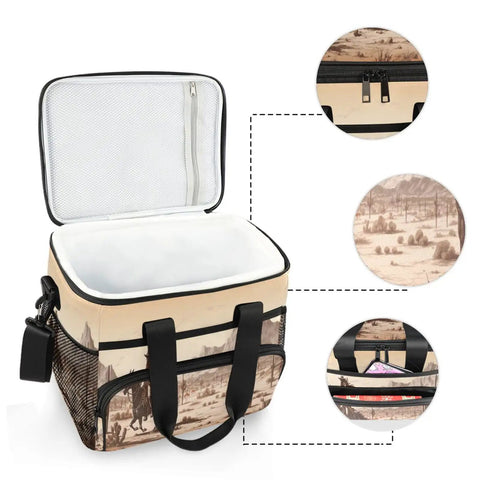 Go-To Insulated Lunch Bag With Shoulder Strap For Picnic, Hiking, Camping Or Work, 15L Big Capacity, open zipper view