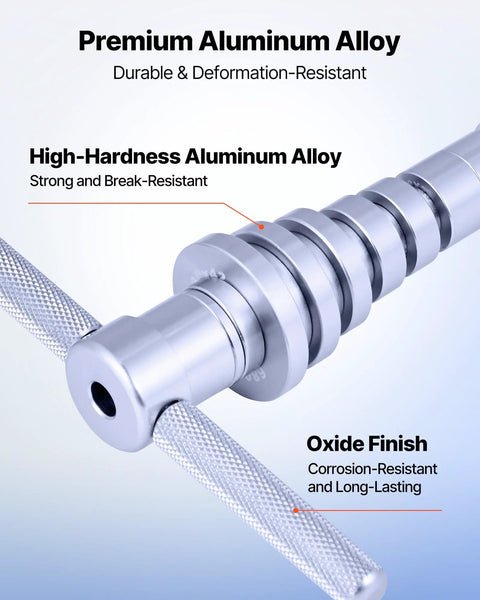 Bicycle bearing press kit with knurled handles and stacked aluminum bushings; 25-piece set for wheel hub bearing installation.