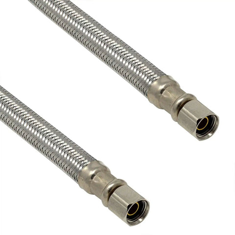 Braided Stainless Steel Ice Maker Water Supply Hose Ten Foot Long With Universal One Quarter Inch Connectors for Fridge