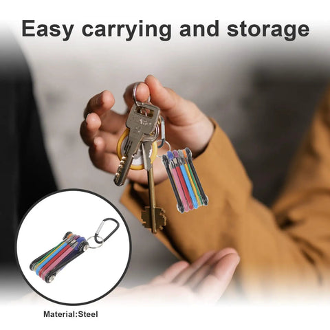 Cool Housoutil Foldable Hex Key Wrench Set With Key Hole For Bike Repair And Tub Maintenance Compact Steel Tool Kit That Fits Any Pocket Perfect For On The Go Fixes, folded steel set on keyring