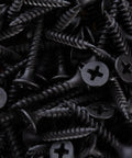 Pro Level No Hassle No 8 X 1-1/4 Black Oxide Flat Head Phillips Wood Screws 100 Pack stainless steel screws detail view.