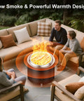 Stainless Steel Smokeless Fire Pit 19.5 Inch Outdoor Bonfire With Tote Bag And Fire Poker No Eye Stinging Smoke Low Smoke Wood Burning Pit For Camping Backyard Hangouts And Chill Evenings Under The Stars on patio