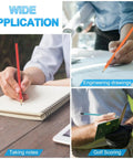 Collage showing use of Giant Round Graphite Pencils 24 Pack With Erasers, 7 Inch HB Lead in writing, engineering, and golf scoring.