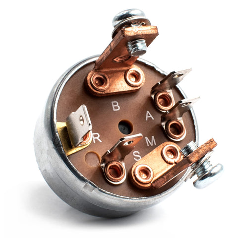 Close-up of a Heavy Duty Ignition Switch For Lawn Tractors And Riding Mowers With Dust Shield And Umbrella Key Plus 2 Spare Keys