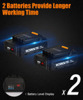 Two 20V Li-ion batteries for Cordless 20V Paint Sprayer Gun With Dual Batteries, HVLP Sprayer, battery level display shown