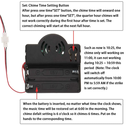 Back view of chime box from Quartz Pendulum Trigger Clock Movement With Westminster Chime Melody Clock Kit.