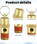 Brass 1/4 in NPT air compressor check valves, two-pack, with red thread seals and hex nuts.