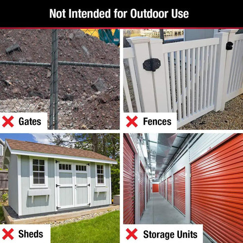 Image showing areas not intended for Black Gym Locker Padlock With Preset Three Digit Combination For Indoor Use: gates, fences, sheds, storage units.