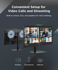 24 Inch IPS Webcam Monitor With 1080P Picture Built In Microphone And 5MP Privacy Camera Windows Hello Facial Recognition 120Hz Refresh Crystal Clear Video Calls Front Speakers USB C HDMI DisplayPort Ideal For Remote Work And Conferencing showing video call setup