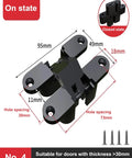 Hidden Cross Hinge 2 Pack Invisible Concealed Hinges For Cabinets And Cupboards 180 Degree Folding Doors Quiet Roller Track Zinc Alloy Rust Resistant Black Includes Screws
