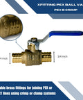 Three Quarter Inch Pex Ball Valve Blue Cold Brass 400 PSI Hundred Pack For All Pex Tubing Brands Works With Crimp Or Clamp Connection Systems