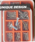 18 Pack Roller Skate Brake Screws And Stopper Fittings For Inline And Quad Skates in orange storage box