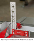 Heavy Steel 6 Inch Precision Woodworking Square With Built In Scribing Notches For Dead On Layouts No Sweat Marking And Fast Calibrations Every Handyman Trusts, used for aligning saw blades.