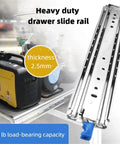 Beefy 500 Lbs Heavy Duty Drawer Slides With Lock, 52 Inch Sliding Rails (1300mm), Ball Bearing Smooth Operation, Rust Resistant Finish For Cabinets, Tool Chests, And Workshops. 2.5mm steel drawer slide rail with 500 lb capacity
