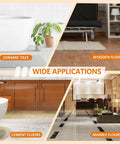 Four types of flooring applications: ceramic tiles, wooden floors, cement floors, and marble floors for versatile use.