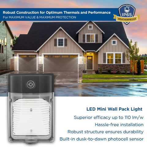 Hella Bright 25W LED Wall Pack Light With 3000 Lumen 5000K Daylight mounted on a house for outdoor security lighting