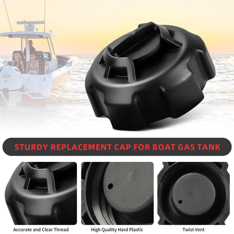Manual Vent Gas Cap For Old Style Portable Boat Gas Tanks With Twist Valve For Adjustable Venting 621501-10 Replacement Cap Black
