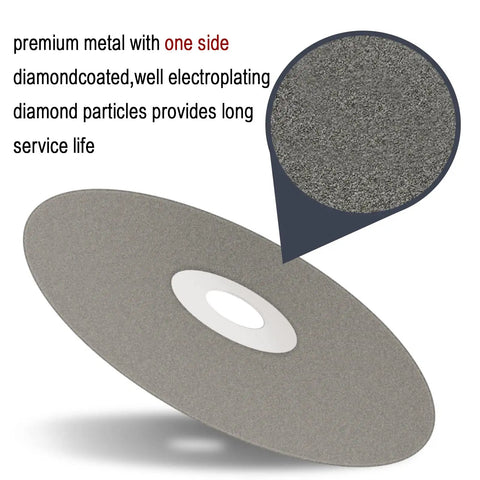 Close-up of Six-Piece Diamond Flat Lap Wheel Discs 8 Inch By One Half Inch Arbor Pro Grade All-In-One Abrasive Lap Set surface texture