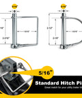 12 Piece Trailer Hitch Pin Assortment Set With 1/4 And 5/16 Inch Square And Arch Wire Lock Pins, zinc plated steel