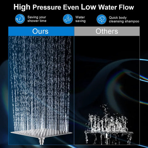 Slick 10 Inch Square Rain Shower Head Combo Paired With A Killer High Pressure Handheld Sprayer Plus 11 Inch Extension Arm And Five Easy Swap Spray Modes For A Quick Bathroom Glow Up