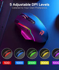 Ultra Responsive Wireless Gaming Mouse For Serious Gamers With 10000 DPI Onboard Settings And Eight Macro Buttons Rapid Fire Key And RGB Backlight For PC Mac And Laptop Gaming