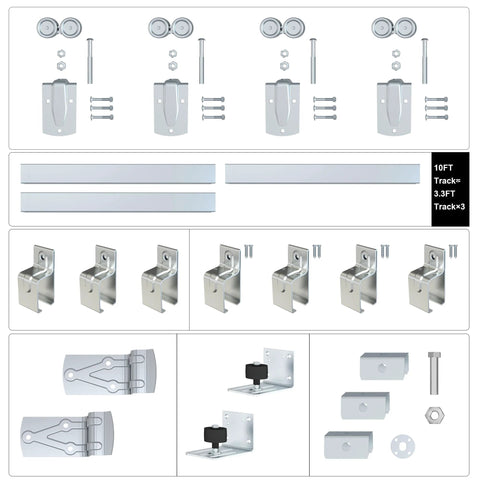 Heavy Duty Exterior Sliding Barn Door Hardware Kit In Galvanized Steel 450 Lb Capacity 10 Ft Track Outdoor Use