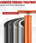 Close-up of Pair Of Adjustable House Floor Jacks Built Tough To Crush Heavy Loads with galvanized surface finish.